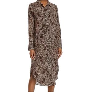 Anine Bing Chelsea leopard print silk shirt dress